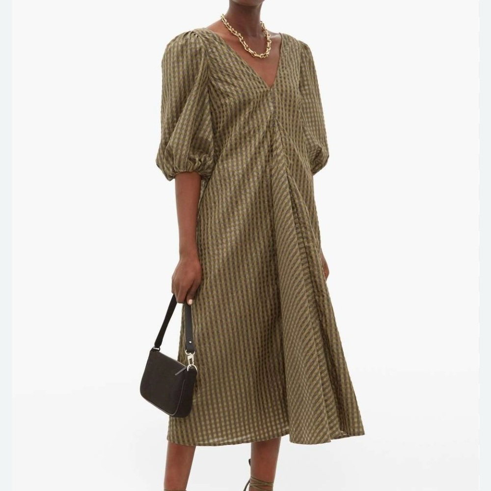 Ganni Seersucker Cotton Dress